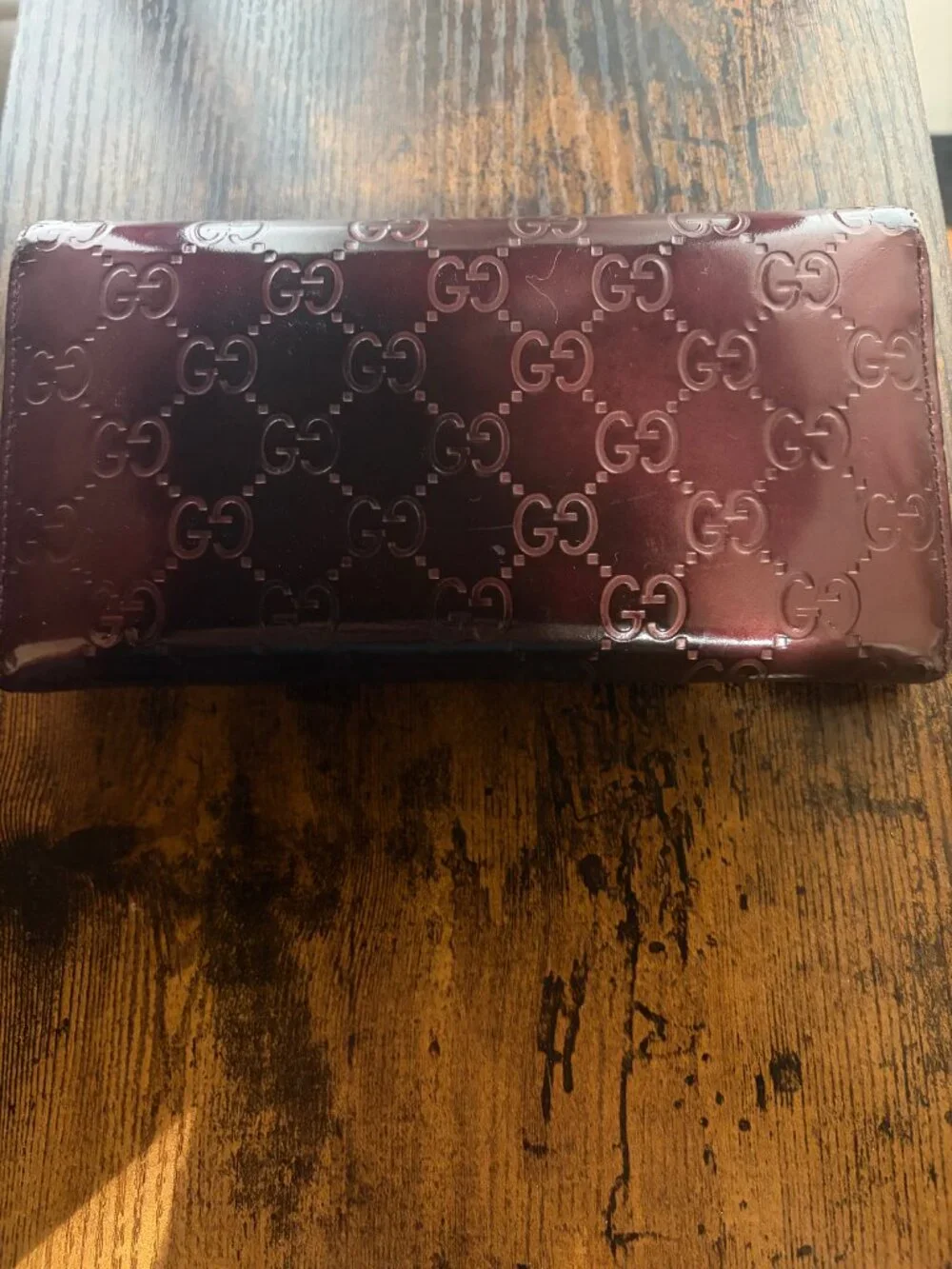AUTHENTIC Gucci Shiny Guccissima Lovely Heart Continental Wallet w/ Chain
